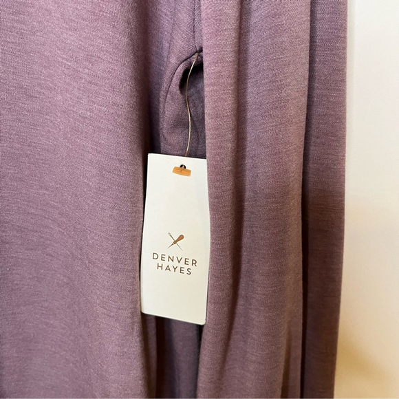 NWT DENVER HAYES Lilac Purple Mock Neck Jersey Knit Relaxed Long Sleeve Top XS-M - Picture 4 of 14